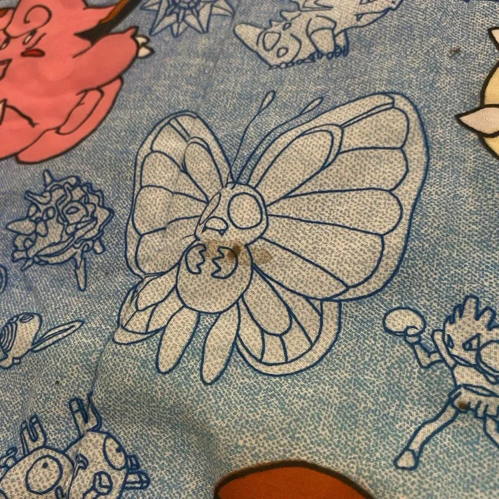 Vintage Pokémon Comforter Blanket Twin XL Bed Cover Nintendo 1998 Pikachu Eevee